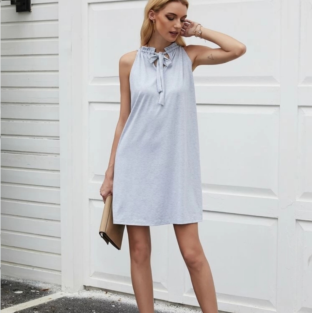 Neck tie frill dress